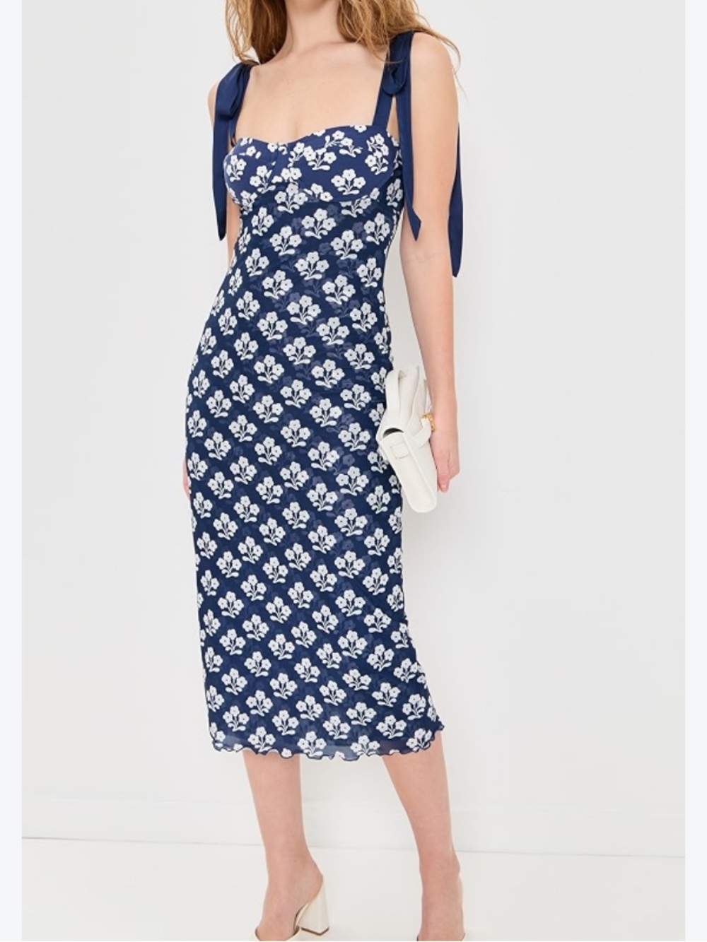 Free people NWT got glam blue bustier floral print shoulder tie slip sz XL